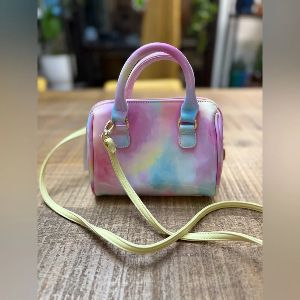 🆕 Luv Betsey Johnson Pastel Watercolor Cat Face Mini Satchel